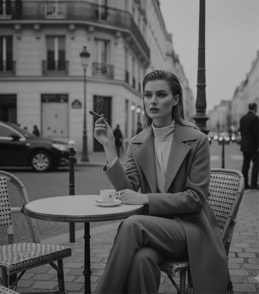 A woman smoking a cigar in Paris